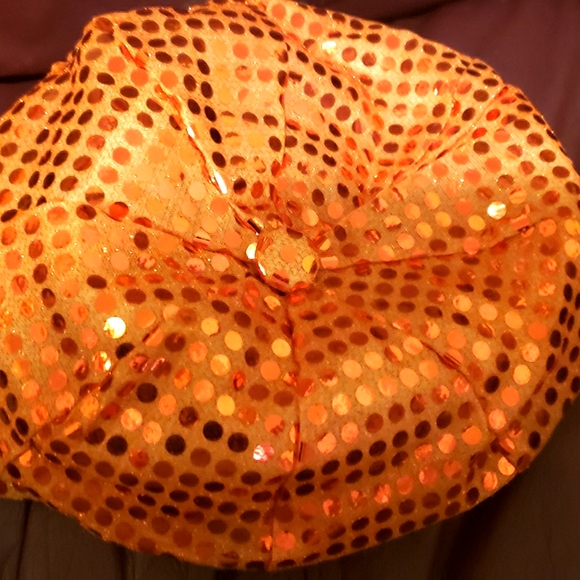 Trendy Orange Sequenced Caps Vintage Style 8 Panel Newsboy Caps for Women - Picture 4 of 5